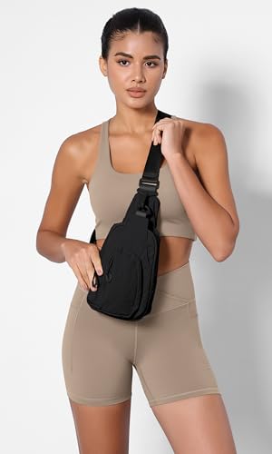 ODODOS Sling Bag with Adjustable Straps Crossbody Chest Bag Lightweight Backpack for Casual Traveling Hiking - color: Black