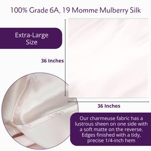 100% Mulberry Silk Head Scarf Large 36" - 19 Momme Women's Hair Wrap for Sleeping, Reduce Frizz & Damage, Natural Soft Silk - color: Marina/Ivory