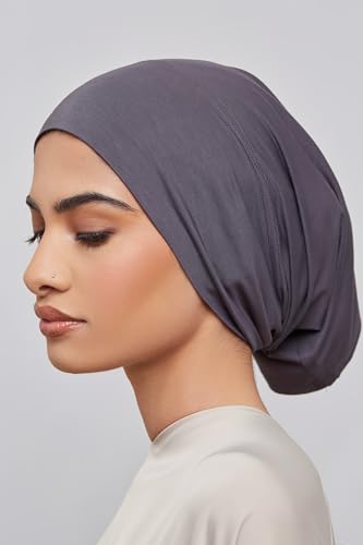 Women Under Scarf Hijab Cap Undercap Headwrap Scarf Stretch Tube Neck Cover - color: Dark Gray
