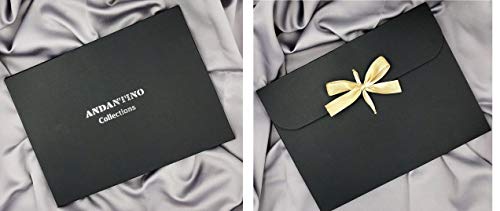 ANDANTINO 100% Silk Scarf for Women 59”*6.3” Long Shawls for Headscarf and Neck- Oblong Hair Wraps with Gift Packed - color: Navy-flower&birds