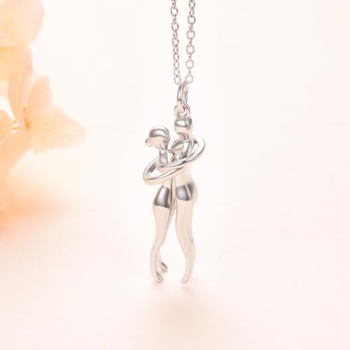 FLYOW S925 Sterling Silver Best Friend Couple Pendant Friendship Sun Moon Lotus Yin Yang Matching Bff Necklace for Women Jewelry - style: silver