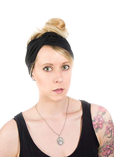 Twist Headband Extra Wide Scrunch Turban (Black) - color: Black