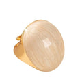 Kokoma Geometric Oval Statement Ring for Women Minimalist Open Adjustable Ring Gold Plated Bold Dome Cocktail Rings Promise Anniversary Band Jewelry - color: White