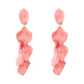 Long Acrylic Rose Petal Earrings Dangle Exaggerated Flower Earrings Drop Statement Floral Tassel Earrings for Women - color: Long Acrylic Rose Petal Earrings-Pink