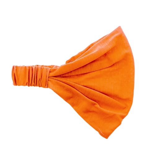 Motique Accessories Wide Cotton Head Band Solid Boho Yoga Style Soft Hairband for Women (Orange) - color: Orange