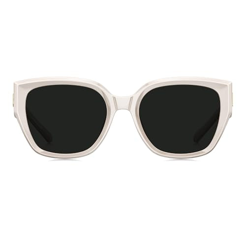 BOLON Women Trendy Cat Eye Polarized Sunglasses, Exclusive Eyewear Brand of EssilorLuxottica - color: Nude Beige/Grey Polarized Small