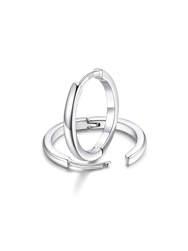 FaithHeart 925 Sterling Silver Post Huggie Hoop Earrings for Women, Silver Small Hoop Earring, Hypoallergenic Cartilage Earrings for Women - color: 01. Blank-Silver, size: 14mm