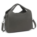 KOGTLA Medium Genuine Leather Purses for Women with Detachable Satchel Strap, Ladies Soft Handbags, Tote Hobo Bags - color: Grey