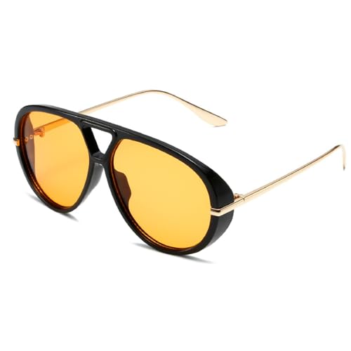 Trendy Oversized Pilot Sunglasses Women For Men Round Sun Glasses Vintage Big Frame Shield Shades Men Punk Sunglasses - color: C3