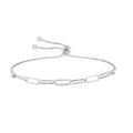 LeCalla Pure 925 Sterling Silver Italian Paperclip Link Chain Bracelets | Gold Over Silver Paper-Clip Link Station Bracelet | Sliding Bolo Bracelet for Women - color: Bead PaperClip Link Bolo