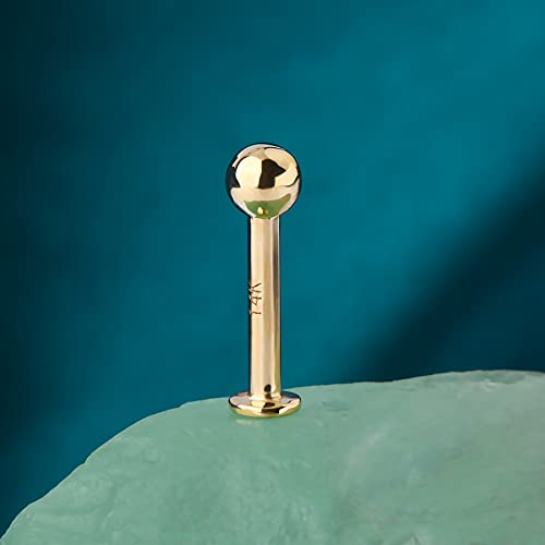 COCHARM 14k Solid Gold 16g Labret Studs Real Yellow Gold Medusa Monroe Madonna Stud Lip Piercing Helix Cartilage Conch Earring Stud - color: Yellow Ball-8mm