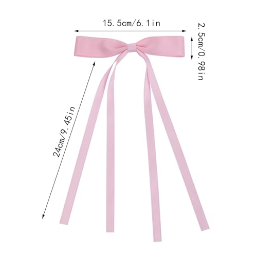 WORTL Hair Bows Clips Coquette Ribbon Bowknot with Long Tail Princess Hair Bows French Barrettes Hair Accessories for Women Girls 16PCS (Pink, White) - color: Pink, White