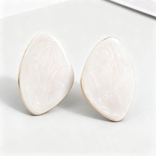 Statement Earrings for Women Big Earrings Large Statement Earrings Chunky Irregular Geometric Drop Dangle Earrings Oval Round Pebble Shape Earrings Chunky Jewelry - style: White