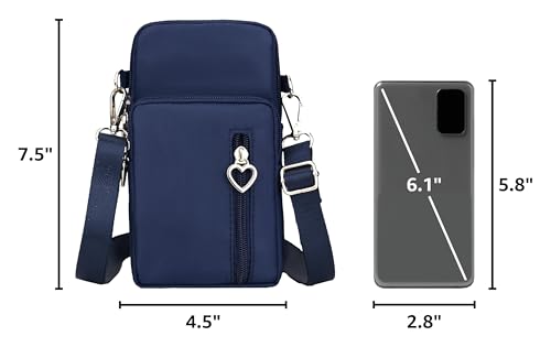 JANKS Small Crossbody Bag for Women - Mini Phone Purses with Crossbody Strap and Wallet - Nylon Arm Bag - color: A-darkblue