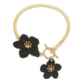 Flower Anklets for Women Trendy Flower Ankle Bracelet Boho Floral Anklet Summer Beach Anklets Jewelry for Women - color: Black