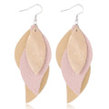 ANXIN boho unique Leather Earrings 2 Layered Lightweight Faux Leather Leaf Earrings Layered Design Drop Earrings Gift for Women - color: Style G