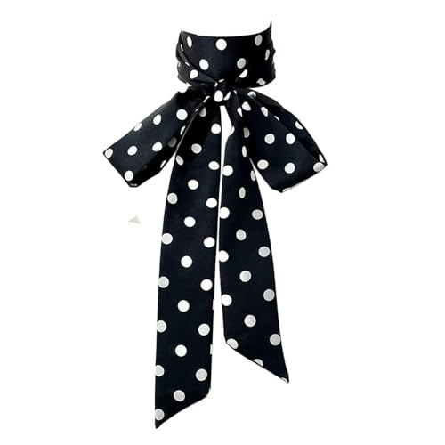 Long Thin Skinny Scarf Satin Neckerchief Ribbon Tie Waist Belt for Women - color: Black Polka Dots