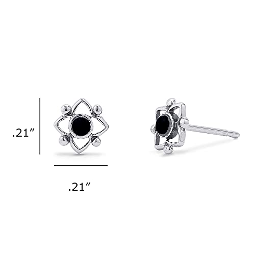 Boma Jewelry Sterling Silver Flower Shaped Dot Stud Earring - color: Onyx