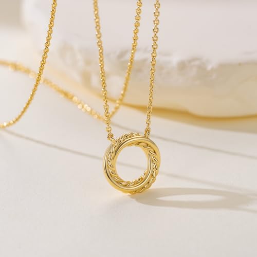 14K Gold Necklaces for Women Gold Pendant Necklaces for Women Knot Necklace Round Braided Pendant Blend of Style and Sophistication Dainty Circle Pendants for Womens Trendy