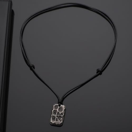 Ankiyabe Stainless Steel Norse Viking Rune Pendant with Adjustable Braided Rope Good Luck/Love/Strenght/Health Viking Symbol Necklace for Men Women - color: VEGVISIR