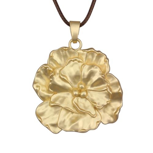 Leather Necklace for Women Vintage Boho Necklaces Black Cord Choker With Pendant Casual Chunky Leather Necklace Trendy - style: Gold Flower Necklaces