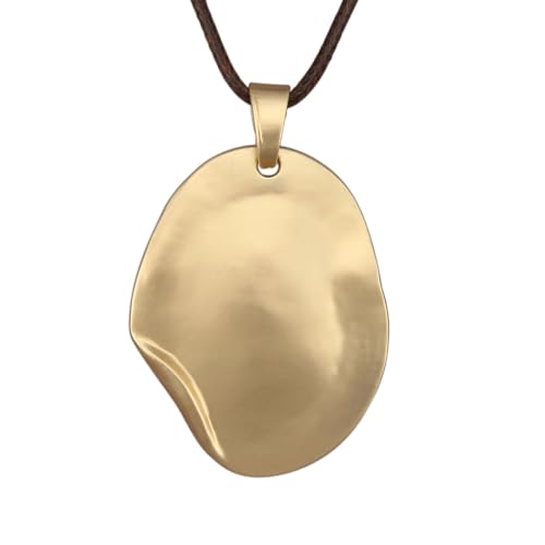 Leather Necklace for Women Vintage Boho Necklaces Black Cord Choker With Pendant Casual Chunky Leather Necklace Trendy - style: Large Gold Pendant Necklace