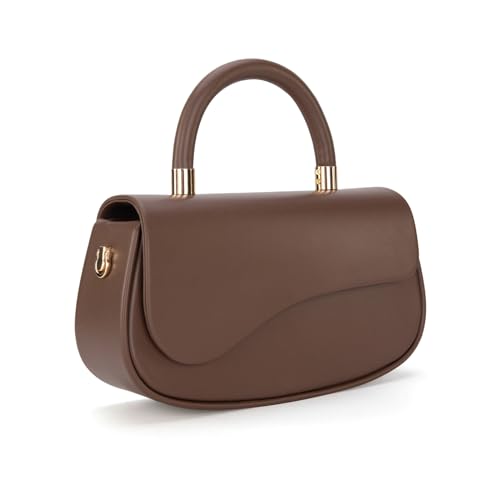 Milan Chiva Small Top Handle Purse for Women Elegant Crossbody Bag with Adjustable Strap for Evening Party & Daily Use - color: Dark Brown
