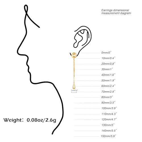 YUJIE Gold Drop Earrings for Women Long Teardrop Dangle Earrings 14K Gold Plated Minimalist Statement Chain Earring Trendy Jewelry - color: gold 69A