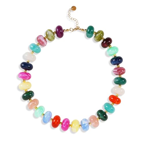 Chunky Beaded Statement Necklace for Women Trendy Colorful Boho Resin Bead Choker Necklaces Summer Handmade Jewelry Gifts Accessories - color: Colorful - 4