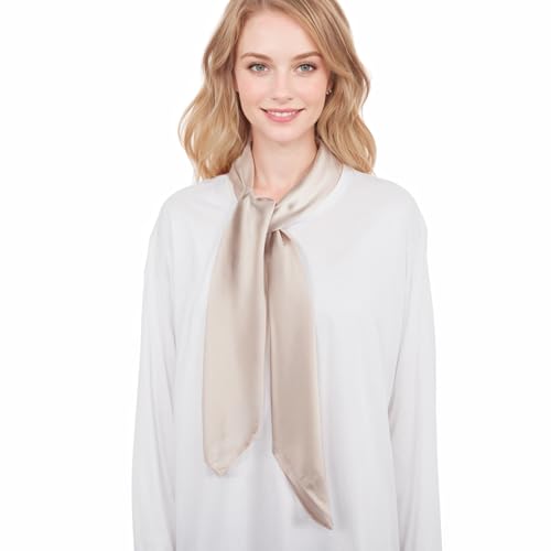 RIIQIICHY 35 Inch Head Scarf for Women Hair Scarf Like Silk Scarf Square Scarf Bandanas for Women - color: Beige