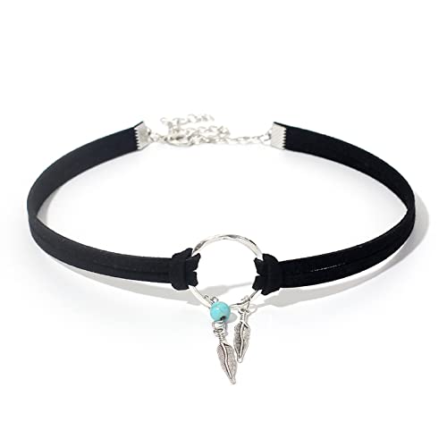 Boho Outfits for Women Boho Necklaces Country Concert Outfits Nashville Western Jewelry Choker Necklaces Long Leather Necklace Western Dress Jewelry Country Cowgirl Accessories Gifts - color: H:Black Circle Necklace