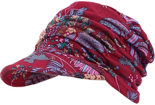 XYIYI Women Cancer Headwear Soft Chemo Beanie Baseball Cap - color: Red Flower
