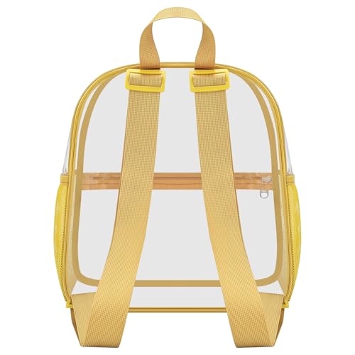 Oraben Clear Backpack Stadium Approved, 12 x 6 x 11 in, Small Transparent Backpack for Concerts, Sports Events, Festivals, Travel, Waterproof PVC, Adjustable Straps, Women Men - color: Gold, style: Nylon Shoulder Straps