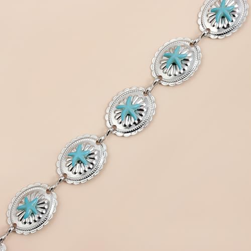 Gold Star Waist Chain Belt for Women Boho Sun Starfish Bikini Jewelry Festival Rave Outfits Waterproof Belly Body Chain - style: Turquoise Starfish