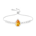 Linawe Crystal Imitation Diamond Rhinestone Charm Bracelets for Women, Gold/Silver/Rose Gold Adjustable Chain Bracelet, Teardrop Birthstone Cubic Zirconia Prom Costume Wedding Jewelry - color: Silver,Nov