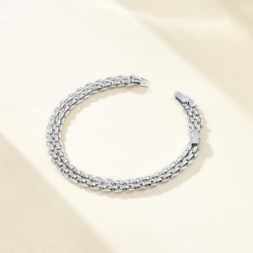 KissYan Gold Ankle Bracelets for Women, 14K Gold Anklets Chunky Cuban Link Chain Summer Beach Foot Jewelry Gifts for Women - color: Brick Link-Silver