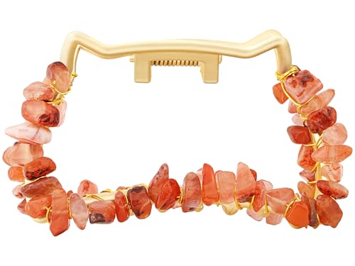 MINACHI Boho Hair Claw with Carnelian Stone Chips, Handmade Gold Tone Hair Clip for Women - color: Hair Claws AIR.003