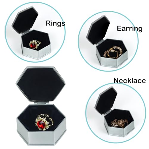 Vintage Metal Trinket Jewelry Box, Small Heart Shape Jewelry Organizer Rose Flower Sunflower Antique Treasure Chest Ring Holder, Earrings Necklace Storage Box Keepsake Box for Women (Hexagonal-Rose) - style: Hexagonal-Rose