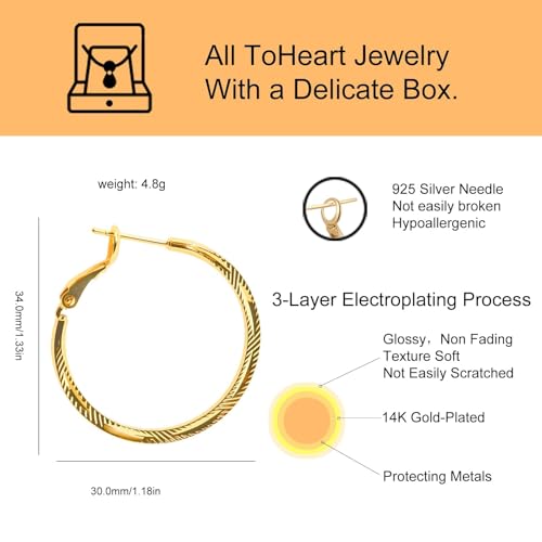 ToHeart Gold Hoop Earrings for Women Twist Hoop Earrings Gold Plated - style: Hoop Earrings F