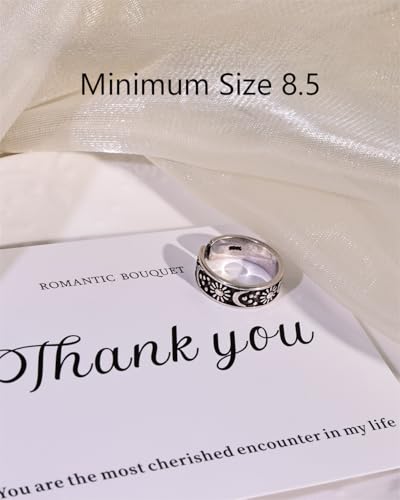 Vintage Bronze Sun and Moon Open Ring with Carving Design for Women Unique Boho Adjustable Ring for Gift - color: Silver