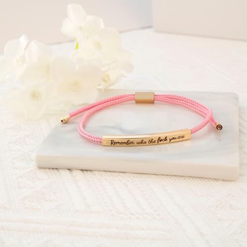 LINY Inspirational Gifts for Women Men, Dont Let The Hard Days Win Gifts, Motivational Inspirational Tube Bracelets Friendship Birthday Meaningful Gift for Friends Female - color: Remember Who-Tube Pink+Gold