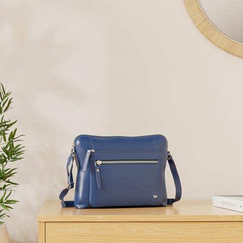Leather Crossbody Bags for Women Small Soft Genuine Pebbled Sling Shoulder Handbag Crossover Purse with Full Adjustable Strap (Sapphire Blue Nappa) - color: Sapphire Blue Nappa