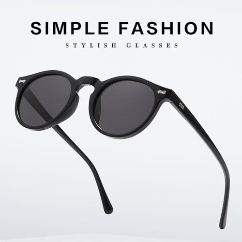Ridering Kids Polarized Round Sunglasses,Cute Retro Sun Glasses for Toddler Girls Boys Party Beach Shades Age 3-9 - color: Black