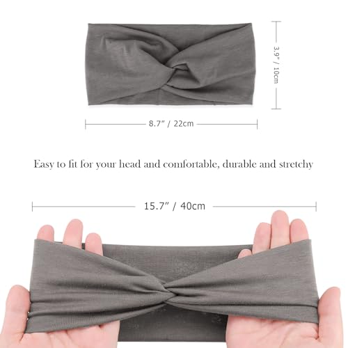 AQOKKA Elastic Knotted Headbands for Women Criss Cross Head Bands for Women's Hair Non Slip Boho Wrap Twisted Hair Accessories - color: 16 Pack: Solid C