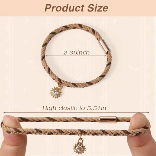 6 PCS Hair Ties Bracelets for Women, Stretch Bracelets, Boho Hair Ties for Thick & Thin Hair, Elastic Hair Bands That Double as Stylish Jewelry, Dual-Use Ponytail Holders, Sun