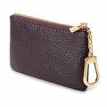 Full Grain Leather Coin Purse with Key Chain - Small Change Purse Keychain Card Holder Keychain Pouch Small Keychain Wallet for Women and Men (Eggplant Purple) - color: Eggplant Purple, Regular Size