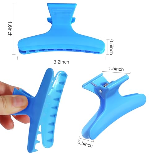 Ondder Blue Hot Pink Butterfly Hair Claw Clips for Styling, Sectioning, Makeup, Pro Hair Clamp Clips for Women, Girls - color: Blue & Hot Pink