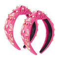 PANTIDE 2Pcs Western Jeweled Knotted Headband - Cowgirl boots Hat Rhinestone Crystal Embellished Headband Wide Top Knot Hairband Hair Accessories Birthday Gift for Cowboy Women Girls (Hot Pink) - color: Hot Pink Western 2Pcs