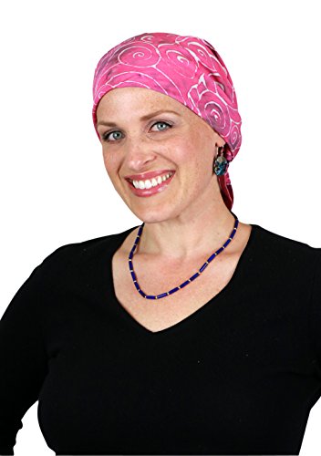 Hats Scarves & More Chemo Scarf Head Scarves for Women Cancer Headwear Headscarf Head Coverings 28 Inch Square Batik - color: Paradise Pink