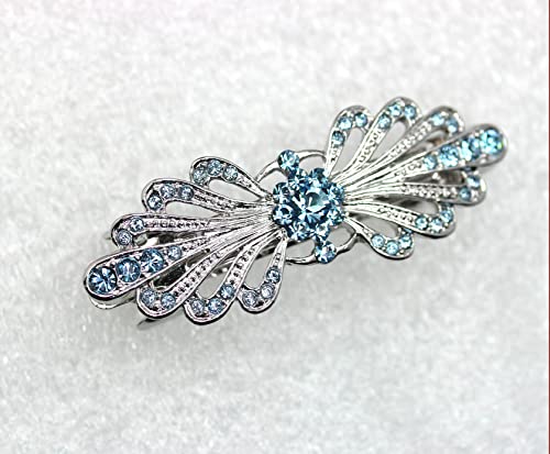 Faship Aqua Small Mini Floral Hair Barrette Clip - color: Aqua
